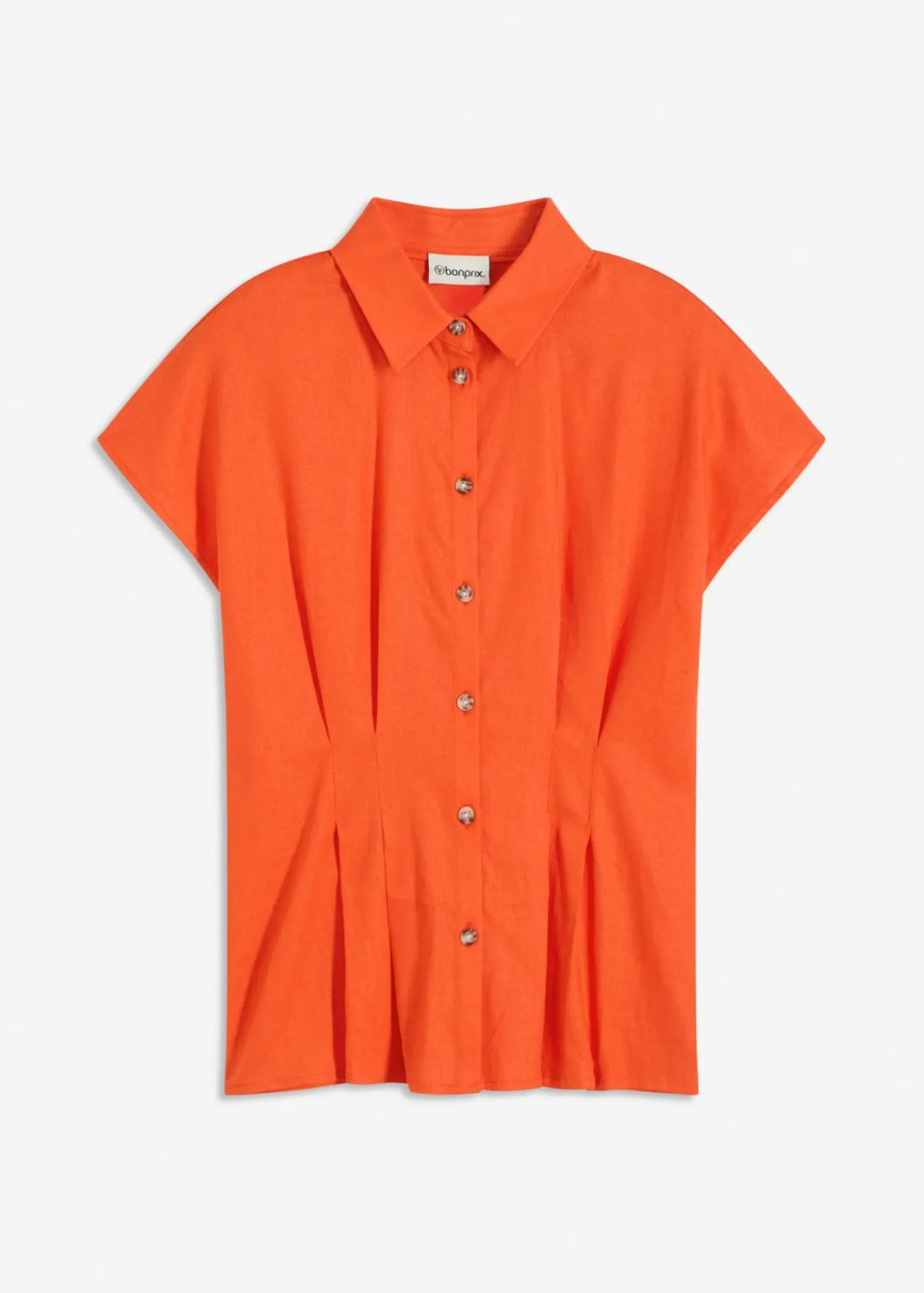 Discount Blusa de manga corta de mezcla de lino vaporoso Mujer Camisas Y Blusas