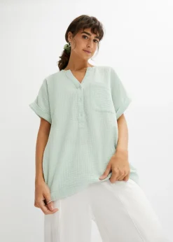 Best Blusa de manga corta de muselina Mujer Camisas Y Blusas