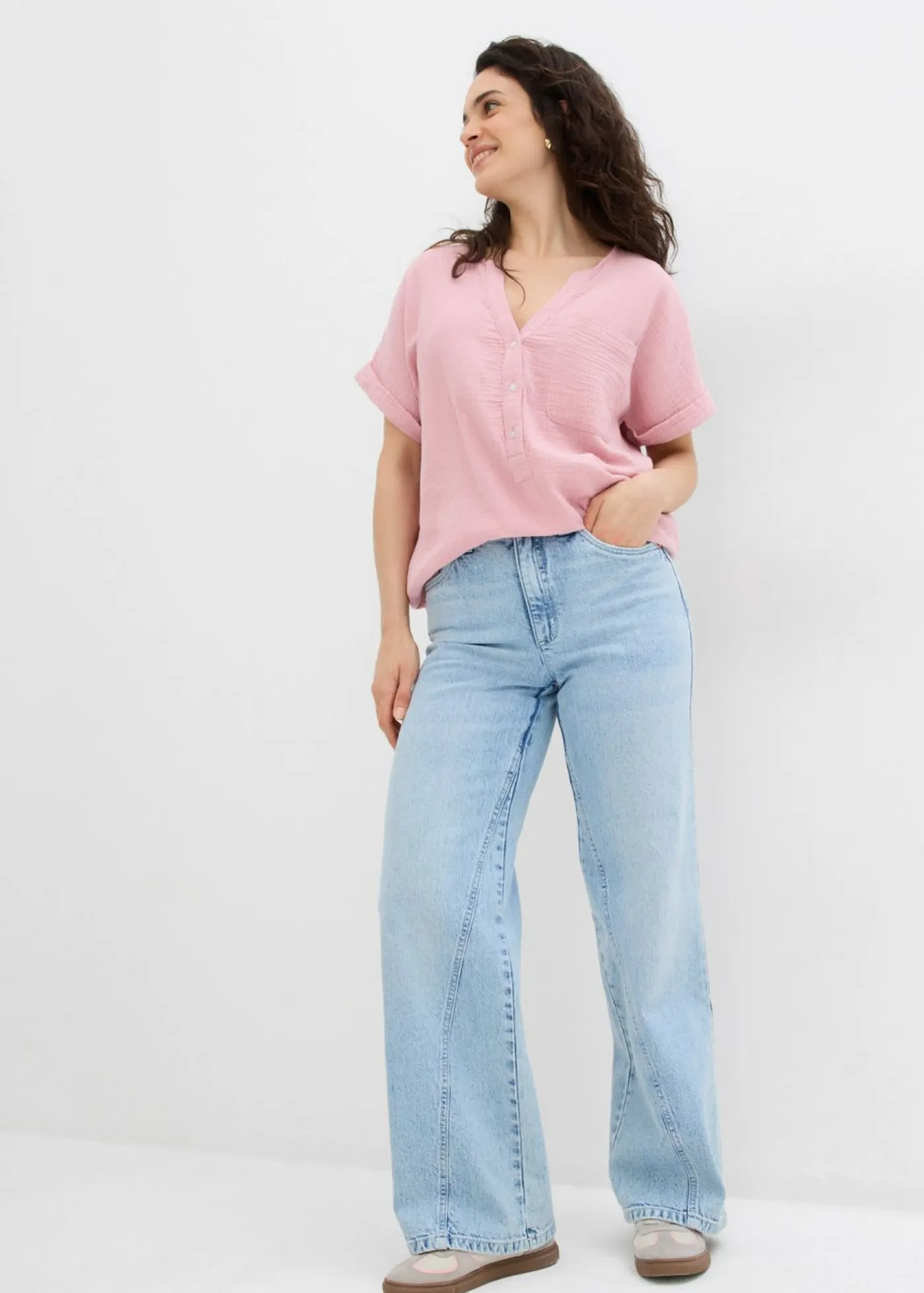 Blusa de manga corta de muselina Mujer Camisas Y Blusas