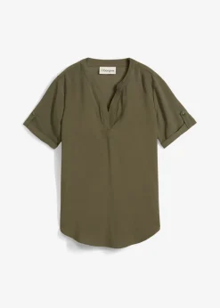 Blusa de manga corta de mezcla de viscosa firme Mujer Camisas Y Blusas