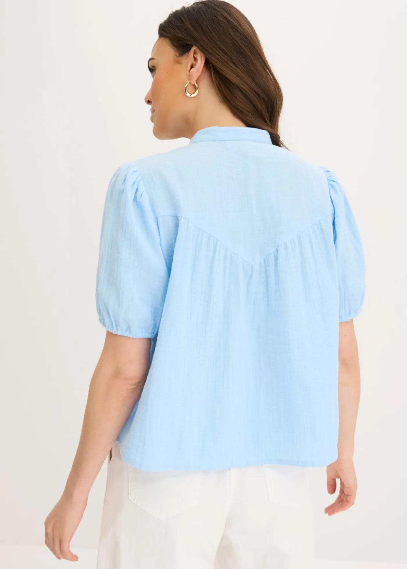 Hot Blusa de manga corta de muselina Mujer Camisas Y Blusas