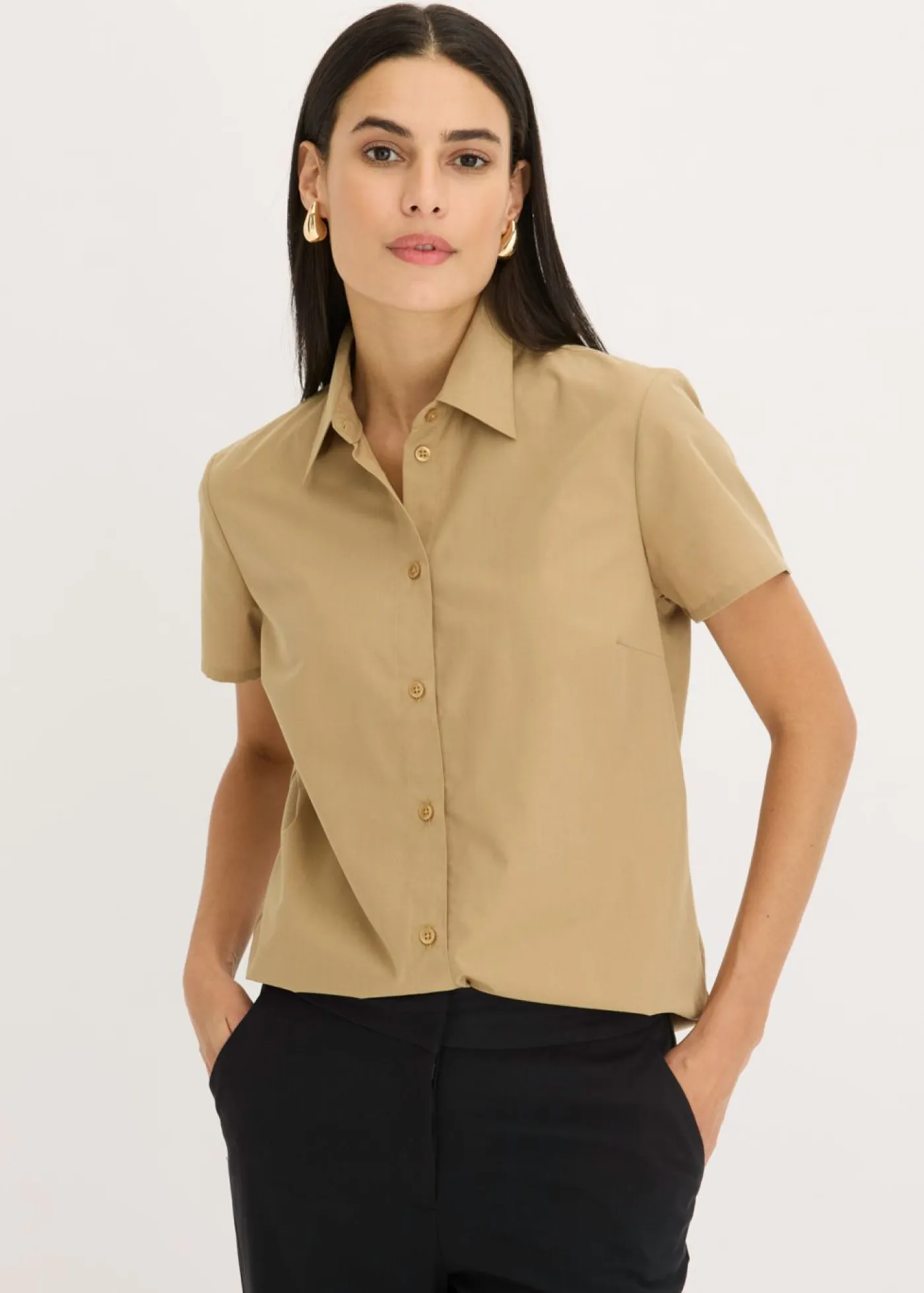 Best Blusa de manga corta de popelín Mujer Camisas Y Blusas