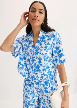 Outlet Blusa de manga corta de suave mezcla de viscosa Mujer Camisas Y Blusas
