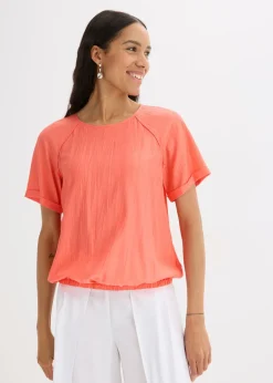 Discount Blusa de manga corta de suave mezcla de viscosa Mujer Camisas Y Blusas