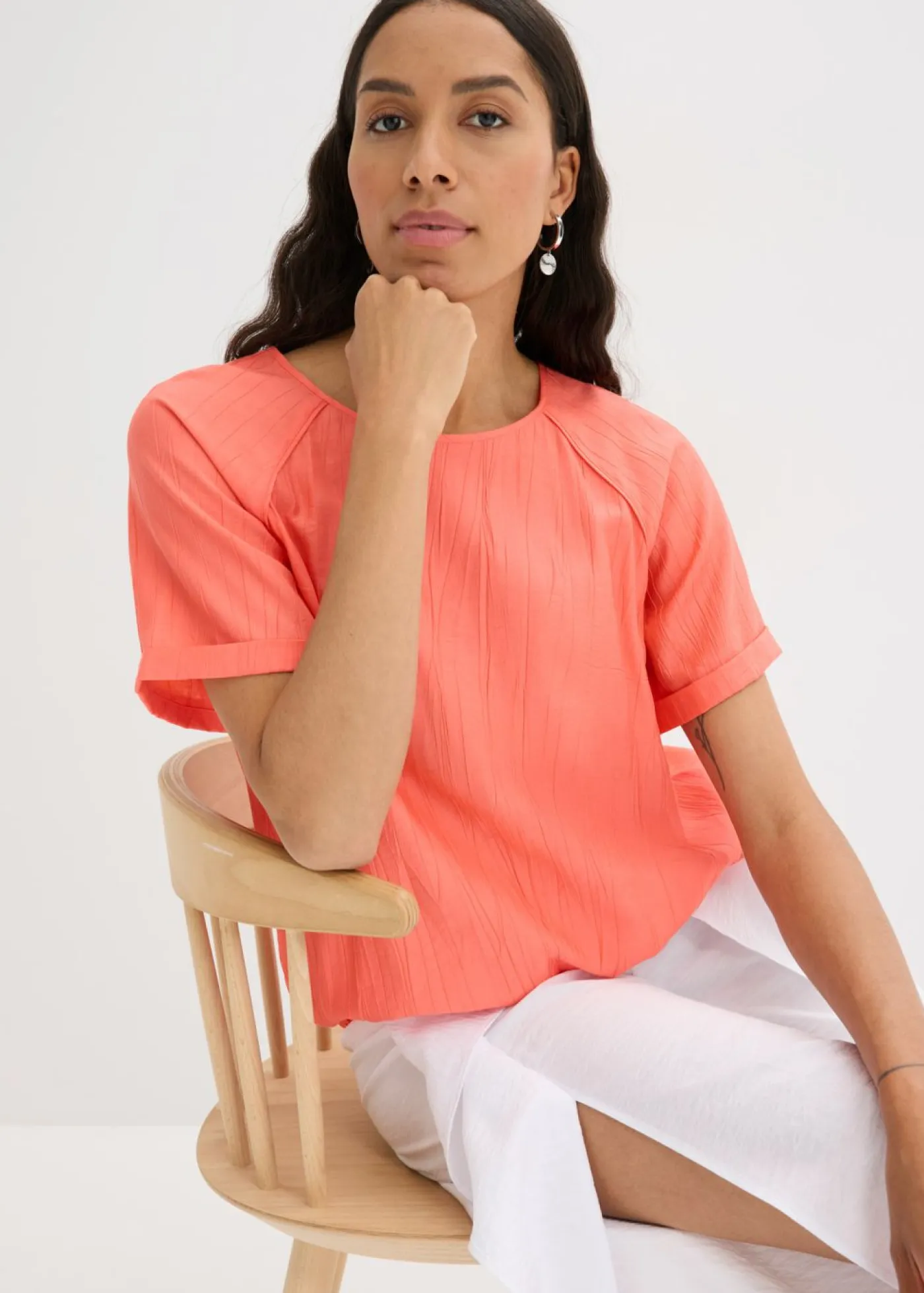 Discount Blusa de manga corta de suave mezcla de viscosa Mujer Camisas Y Blusas