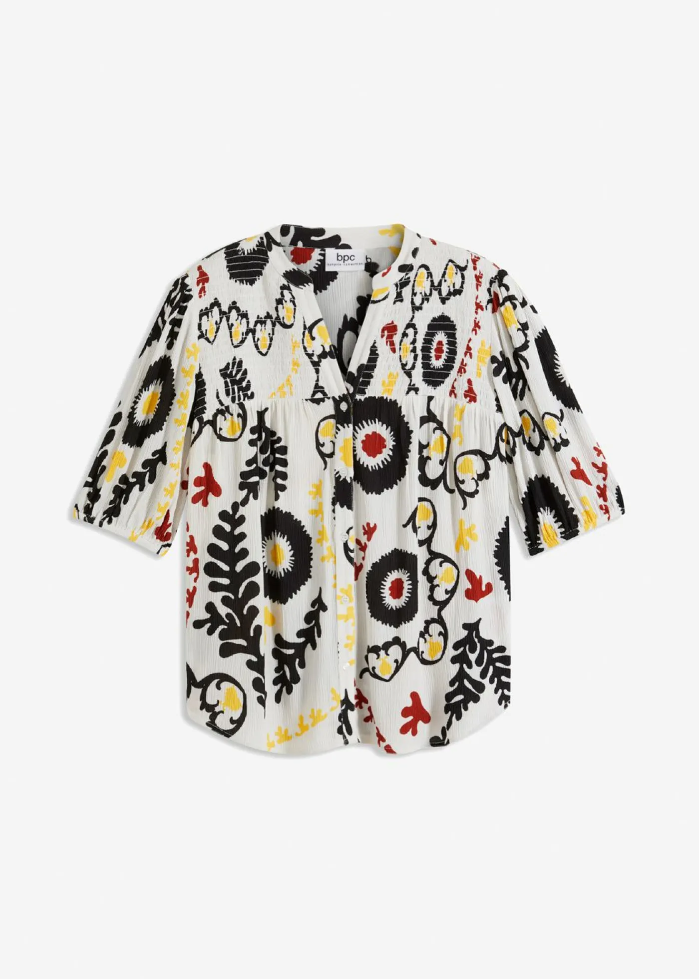 Blusa de manga corta de viscosa fluida con detalle de nido de abeja Mujer Camisas Y Blusas