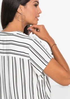 Blusa de manga corta de viscosa pura Mujer Camisas Y Blusas|Novedades
