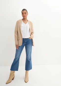 Sale Blusa de manga larga con escote en V de viscosa fluida Mujer Camisas Y Blusas