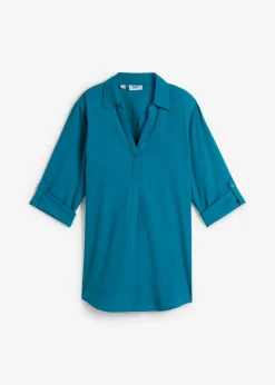 Outlet Blusa de mangas 3/4 con lino Mujer Camisas Y Blusas|Novedades