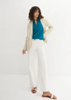Outlet Blusa de mangas 3/4 con lino Mujer Camisas Y Blusas|Novedades