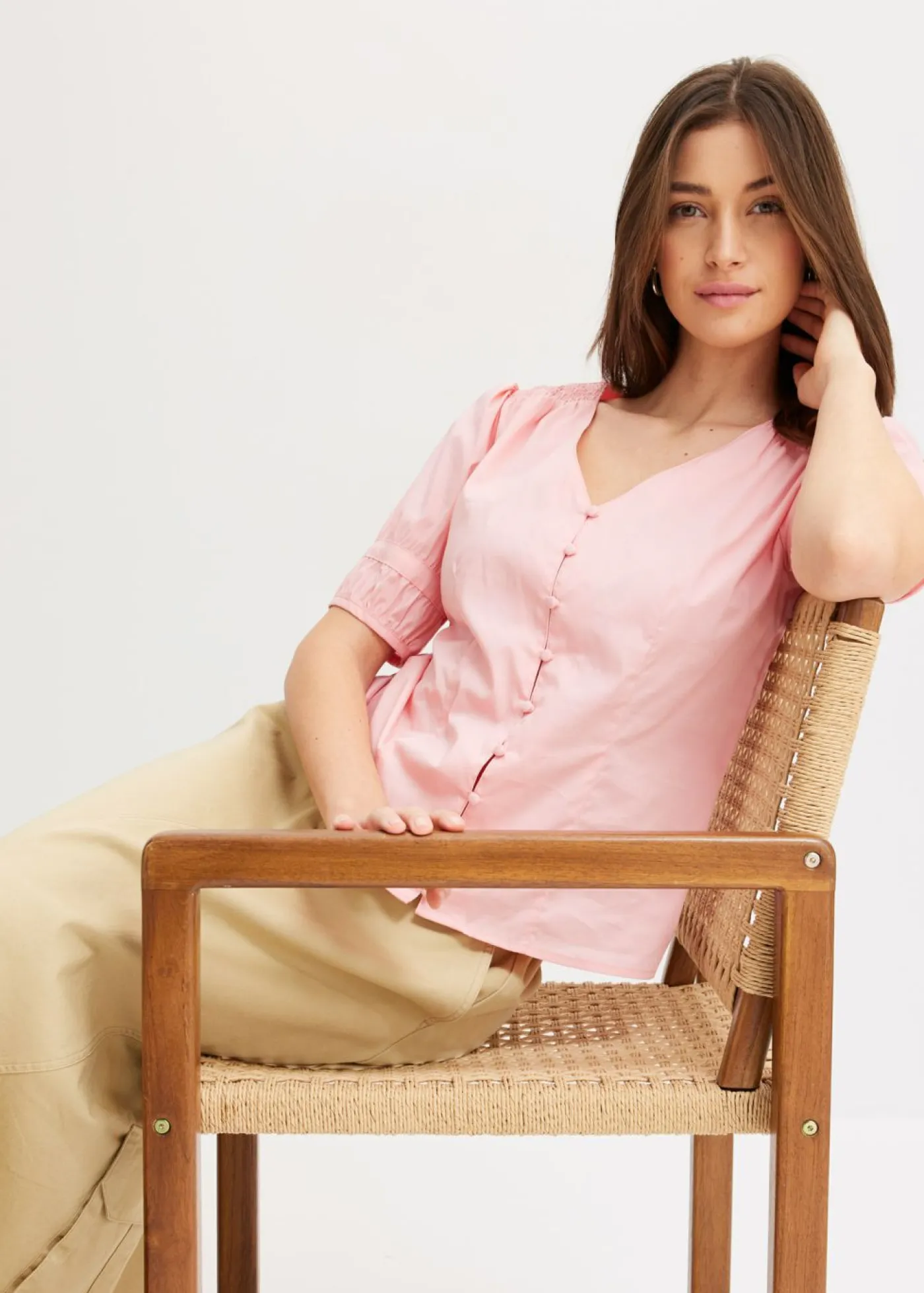 Online Blusa de mezcla de algodón Mujer Camisas Y Blusas