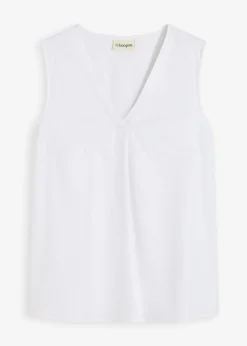 Discount Blusa de mezcla de lino vaporoso Mujer Camisas Y Blusas|Camisetas