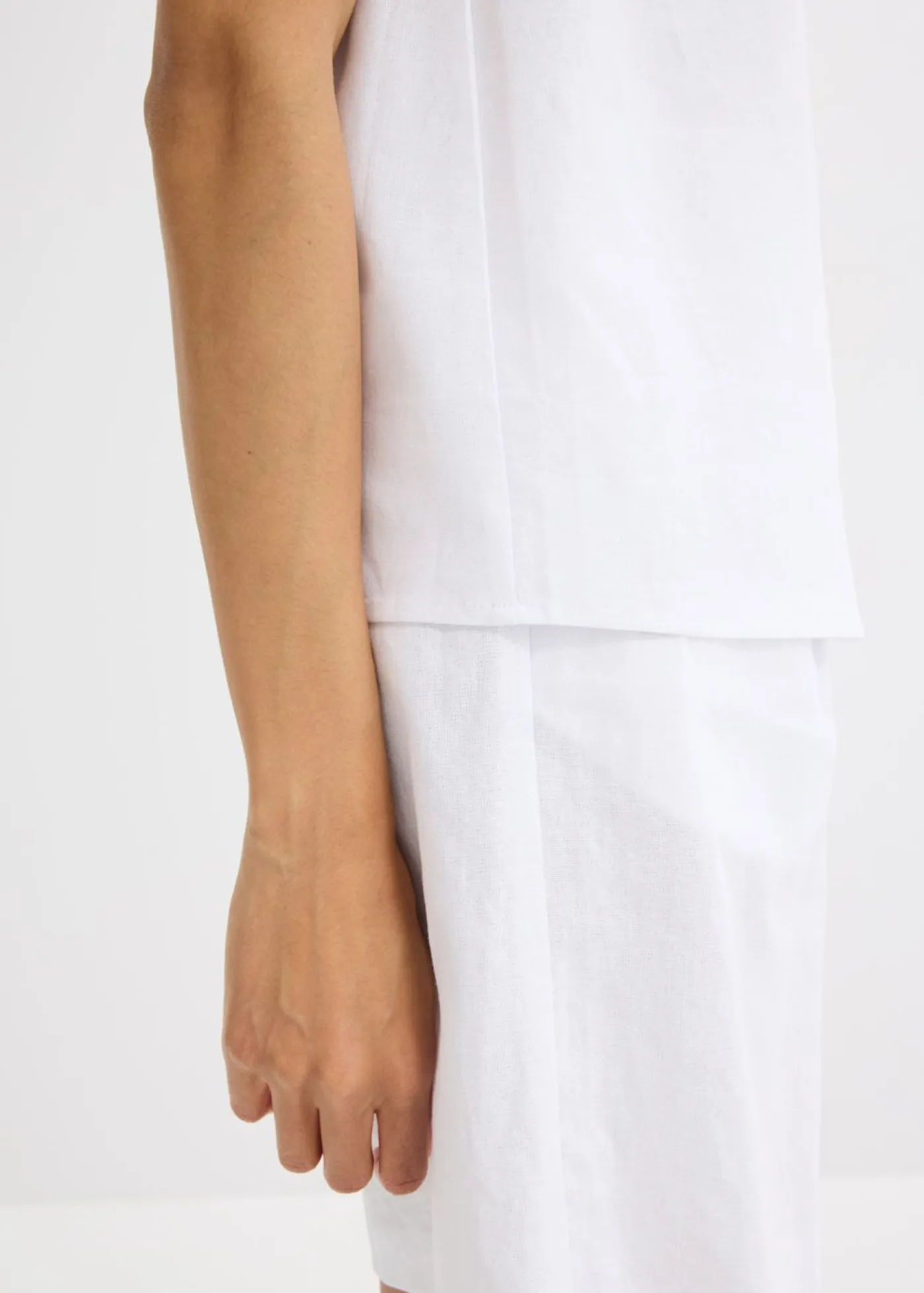 Discount Blusa de mezcla de lino vaporoso Mujer Camisas Y Blusas|Camisetas