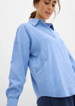 Online Blusa de mezcla de viscosa con bolsillos Mujer Camisas Y Blusas