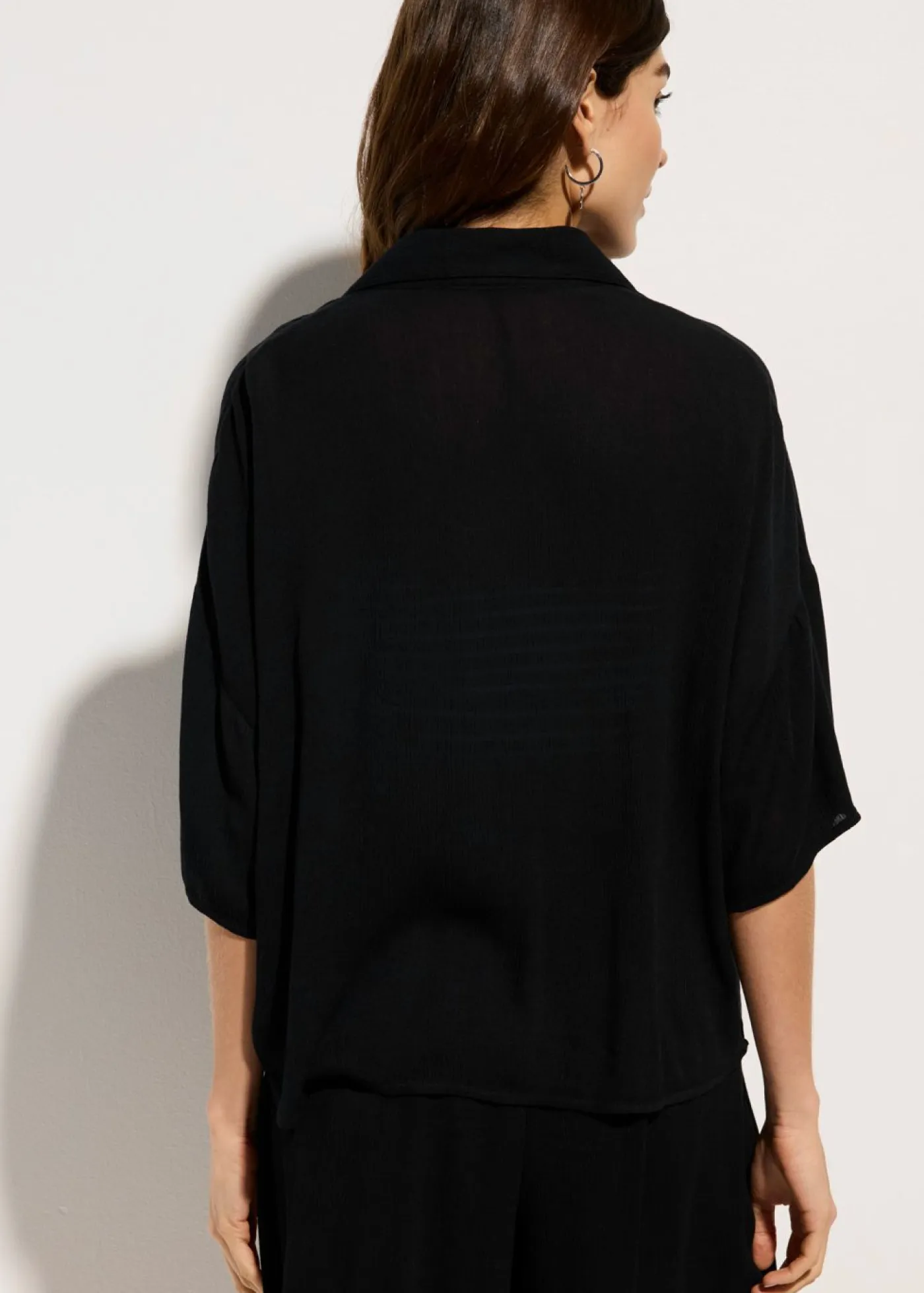 Discount Blusa de playa corta de viscosa fluida Mujer Ropa De Playa|Camisas Y Blusas