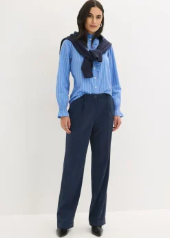Blusa de popelín con volantes en el cuello Mujer Camisas Y Blusas
