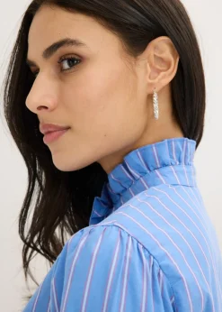 Blusa de popelín con volantes en el cuello Mujer Camisas Y Blusas
