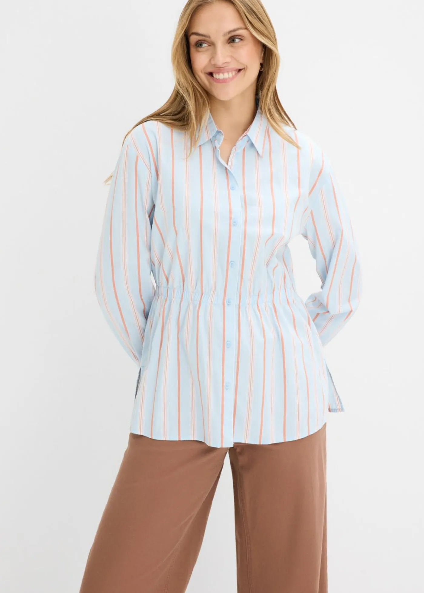 Best Blusa de popelín de algodón elástico Mujer Camisas Y Blusas