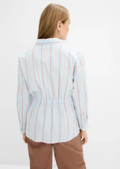 Best Blusa de popelín de algodón elástico Mujer Camisas Y Blusas