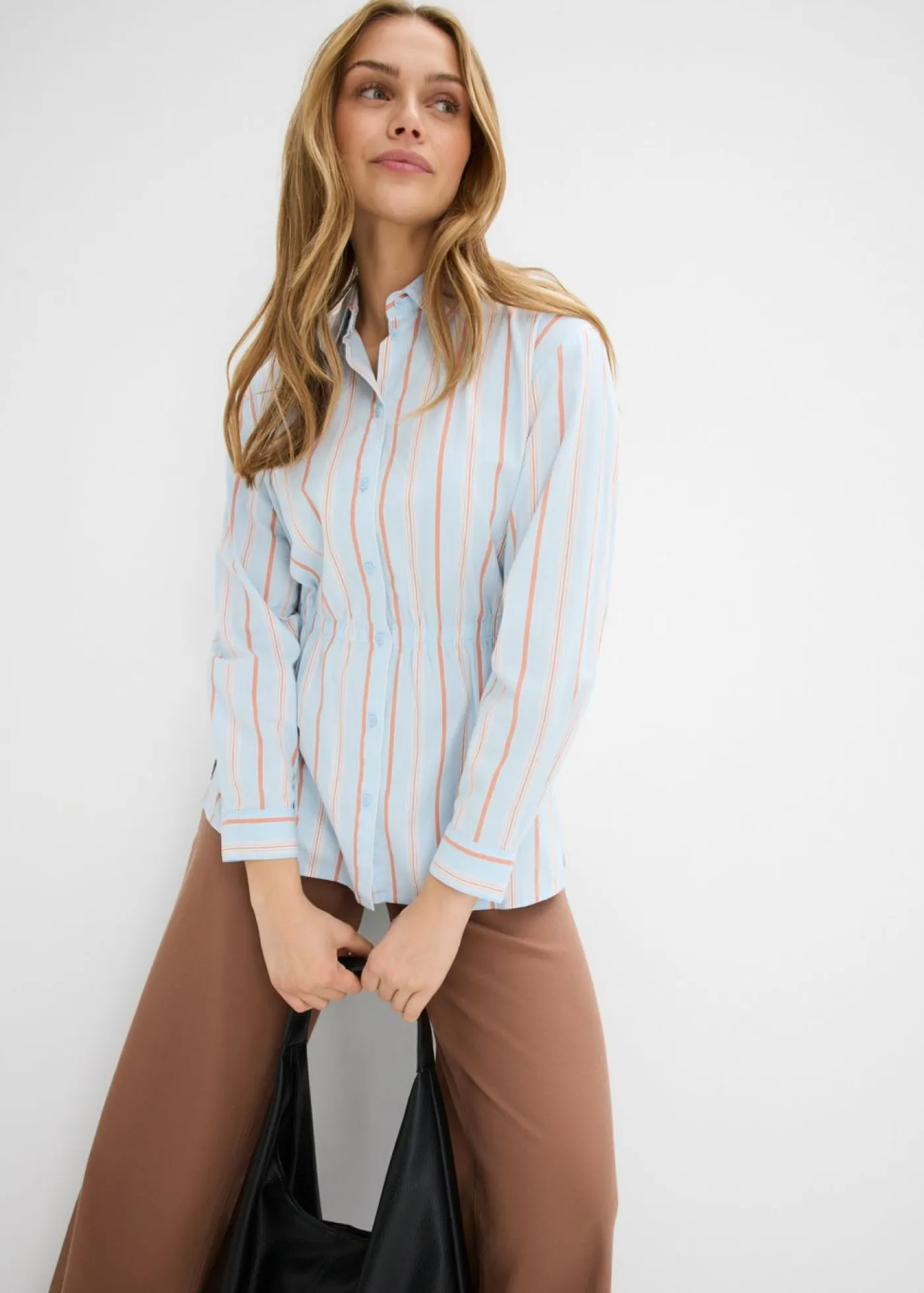 Best Blusa de popelín de algodón elástico Mujer Camisas Y Blusas