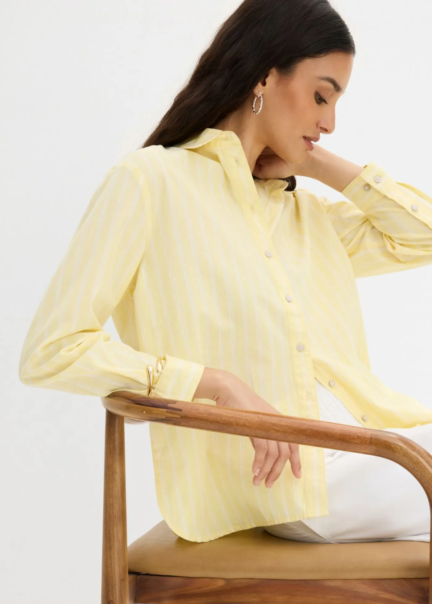 New Blusa de rayas de algodón orgánico puro Mujer Esenciales|Camisas Y Blusas