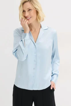 Hot Blusa de satén fino Mujer Camisas Y Blusas