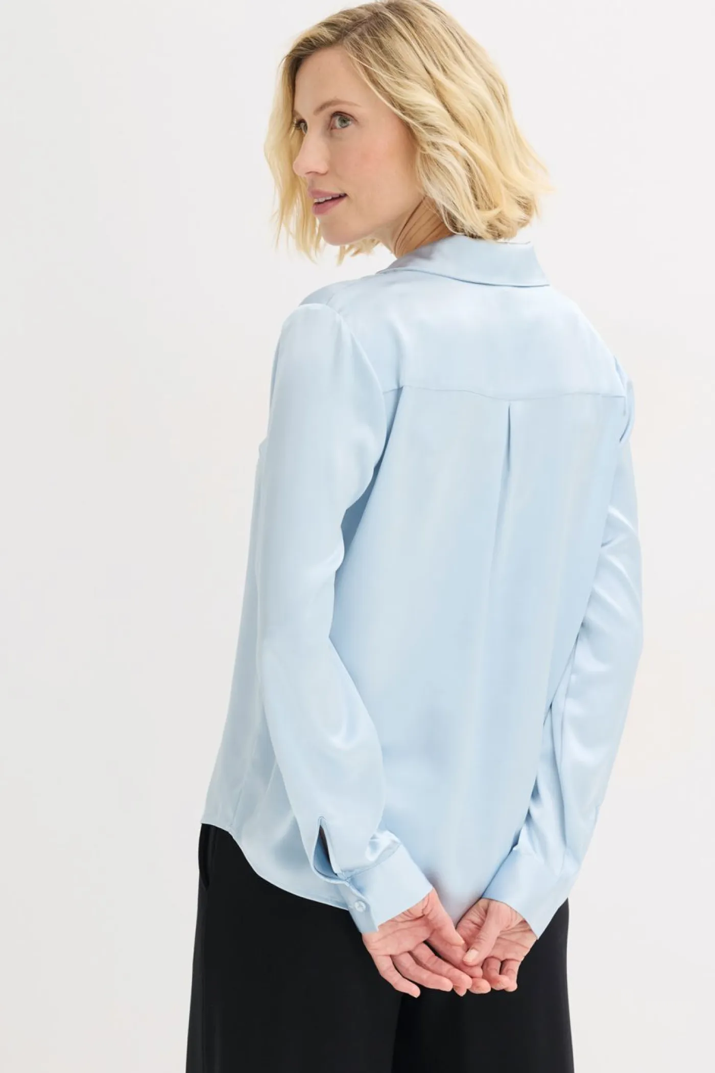 Hot Blusa de satén fino Mujer Camisas Y Blusas