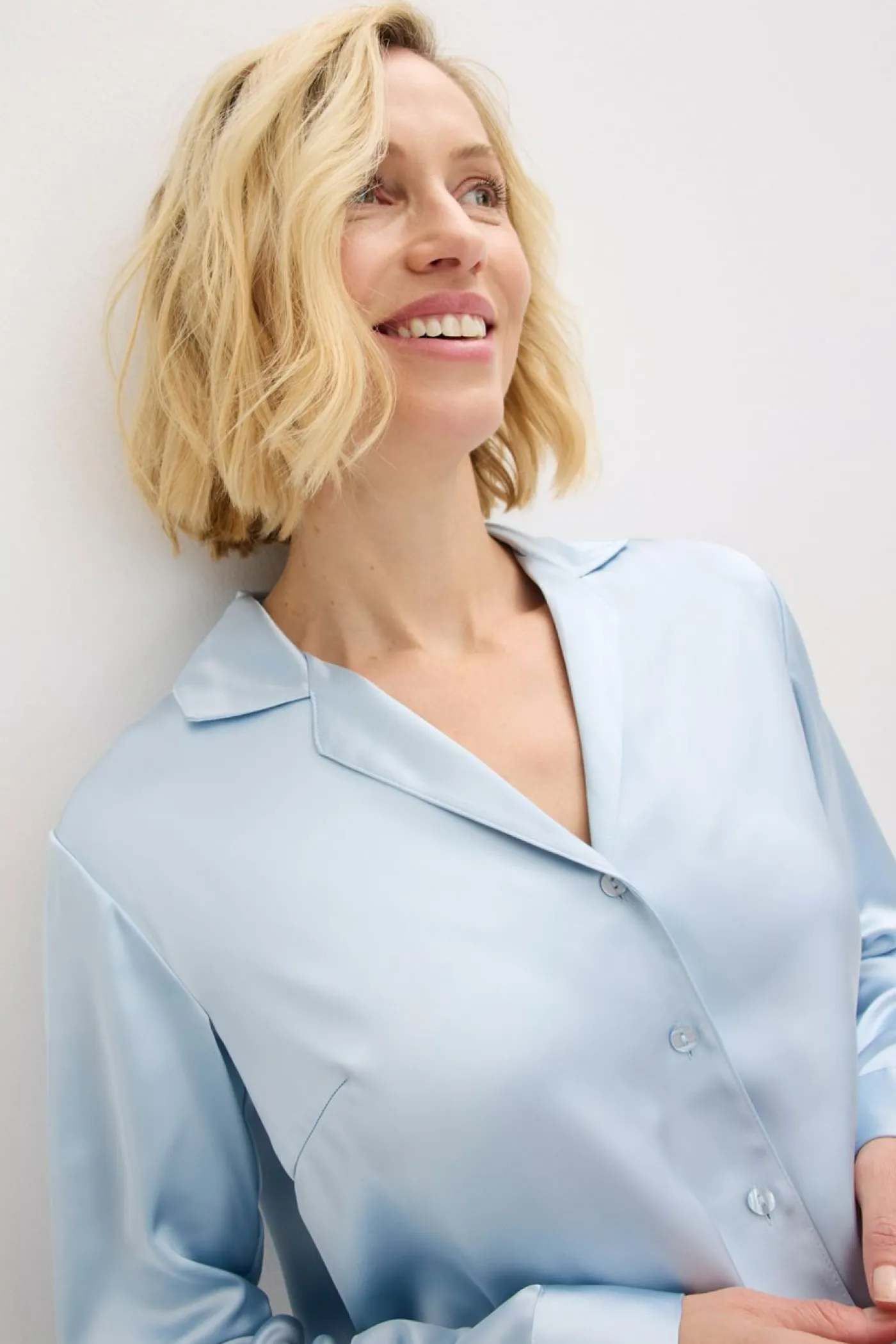Hot Blusa de satén fino Mujer Camisas Y Blusas