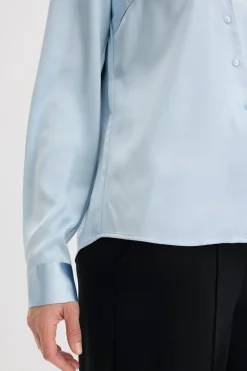 Hot Blusa de satén fino Mujer Camisas Y Blusas