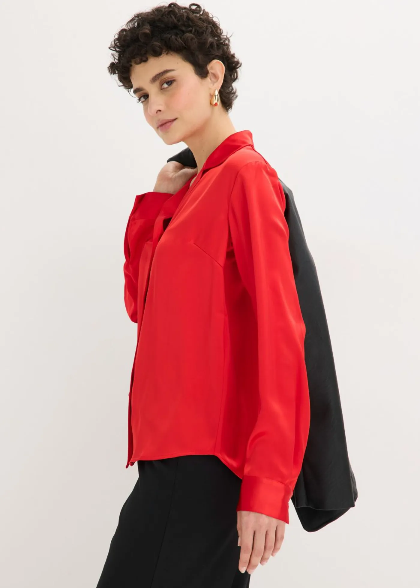 Clearance Blusa de satén fino Mujer Camisas Y Blusas