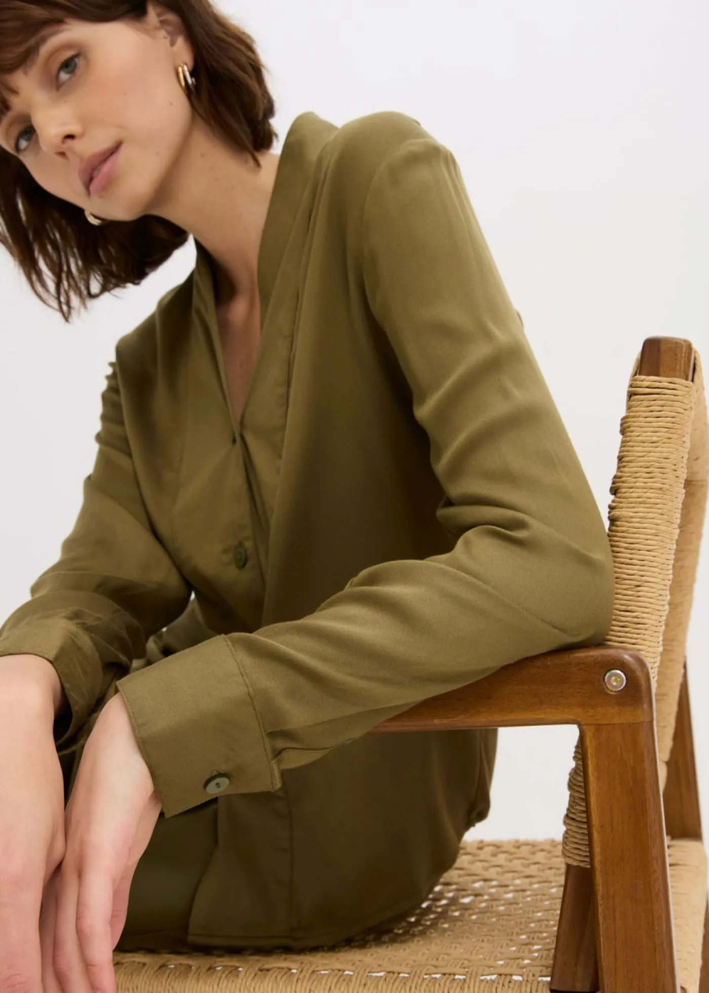 New Blusa de satén fluido Mujer Camisas Y Blusas