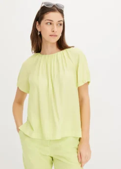 Blusa de tejido arrugado estructurado Mujer Camisas Y Blusas|Camisetas