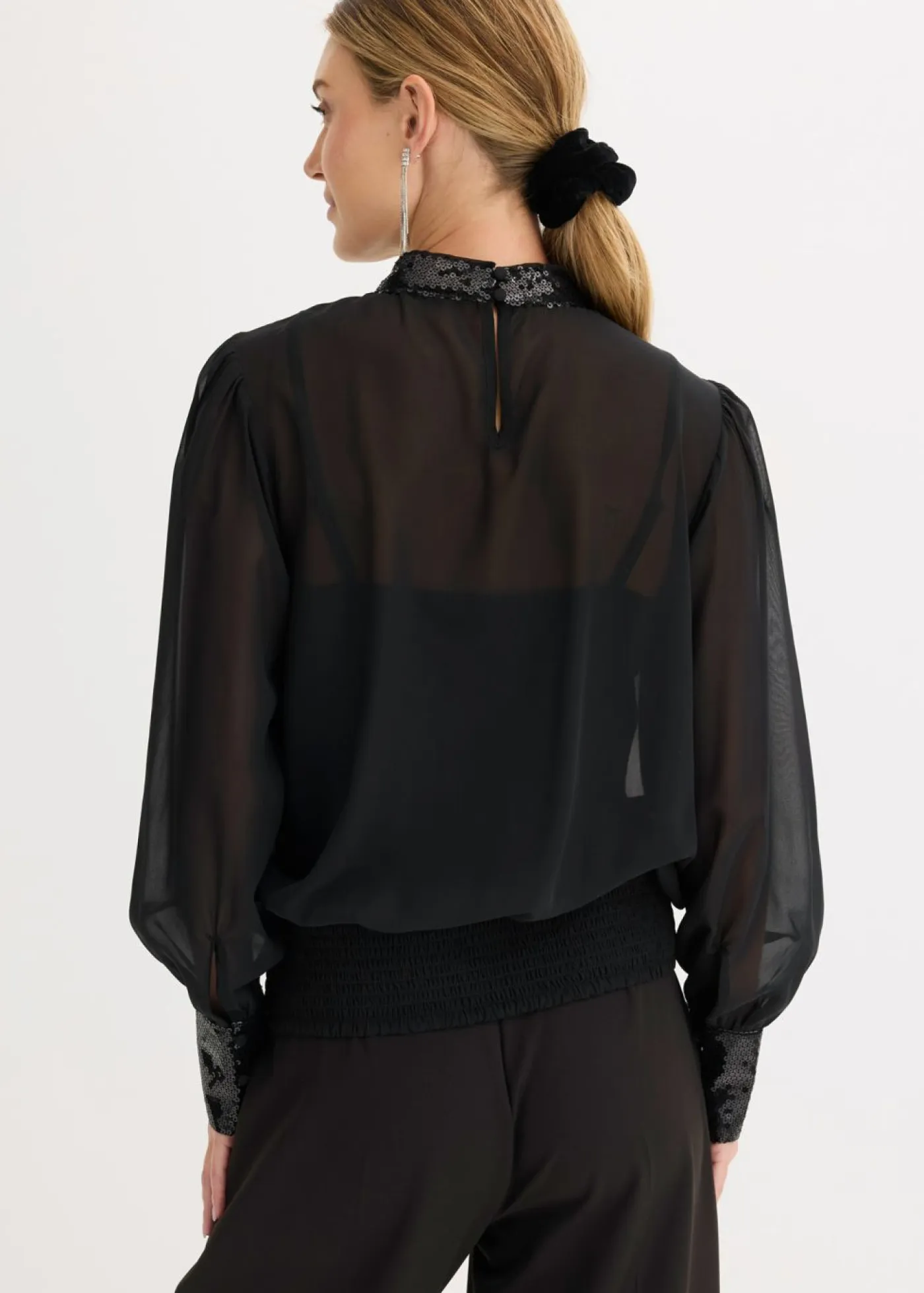 Clearance Blusa de tul fino con lentejuelas Mujer Camisas Y Blusas|Ropa Elegante