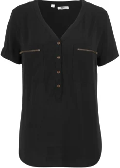 Blusa de viscosa con manga corta Mujer Camisas Y Blusas