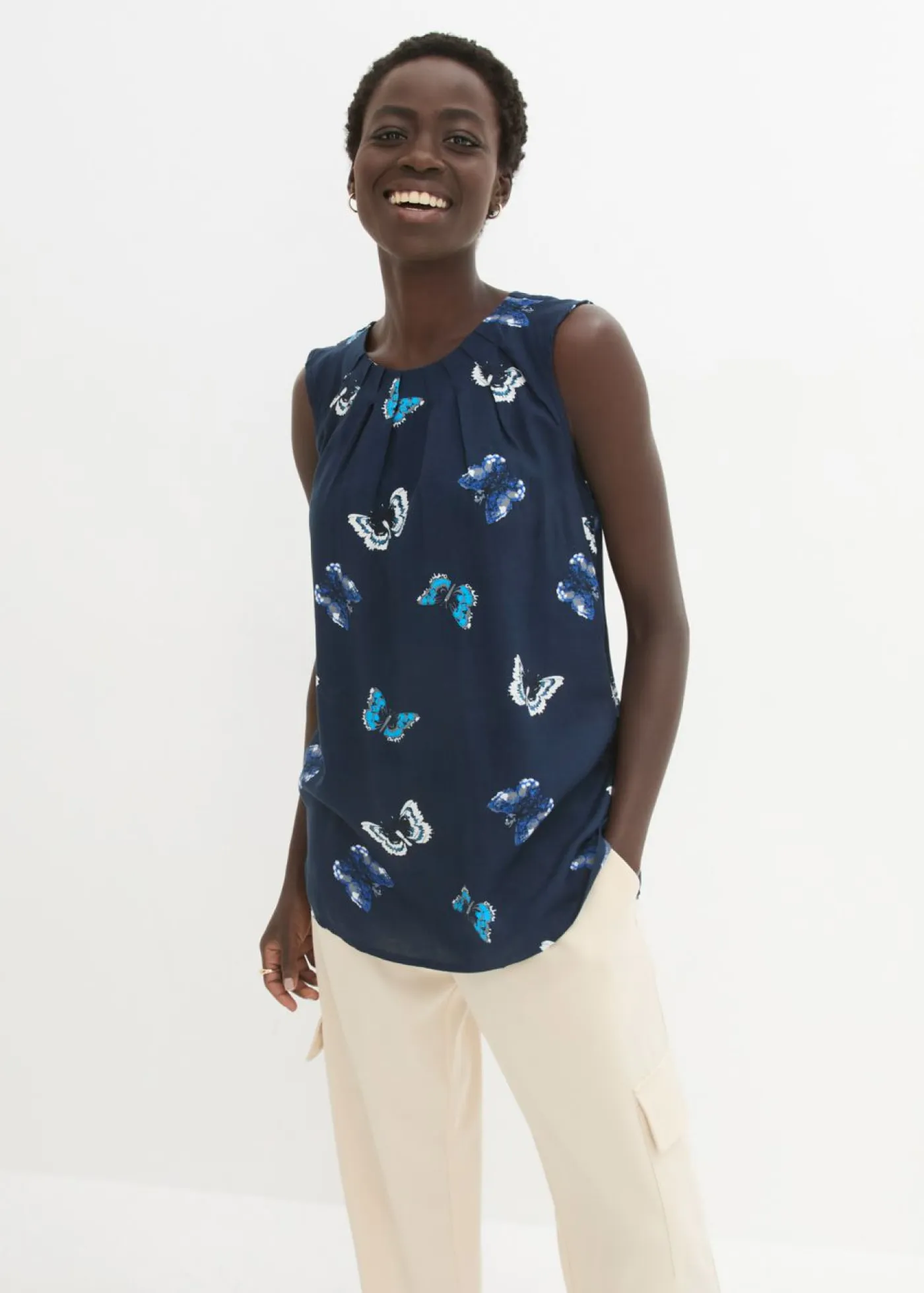 Clearance Blusa de viscosa fluida Mujer Camisas Y Blusas|Camisetas