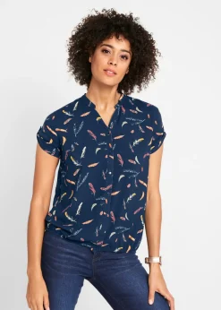 Sale Blusa de viscosa fluida con manga corta Mujer Camisas Y Blusas