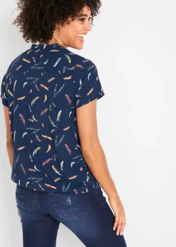 Sale Blusa de viscosa fluida con manga corta Mujer Camisas Y Blusas