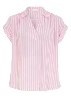 Clearance Blusa de viscosa fluida con manga corta Mujer Camisas Y Blusas|Novedades