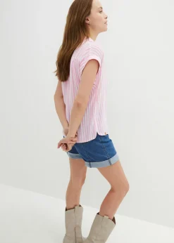 Clearance Blusa de viscosa fluida con manga corta Mujer Camisas Y Blusas|Novedades