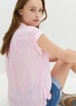 Clearance Blusa de viscosa fluida con manga corta Mujer Camisas Y Blusas|Novedades