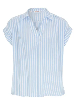 Best Blusa de viscosa fluida con manga corta Mujer Camisas Y Blusas|Novedades