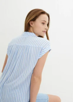 Best Blusa de viscosa fluida con manga corta Mujer Camisas Y Blusas|Novedades