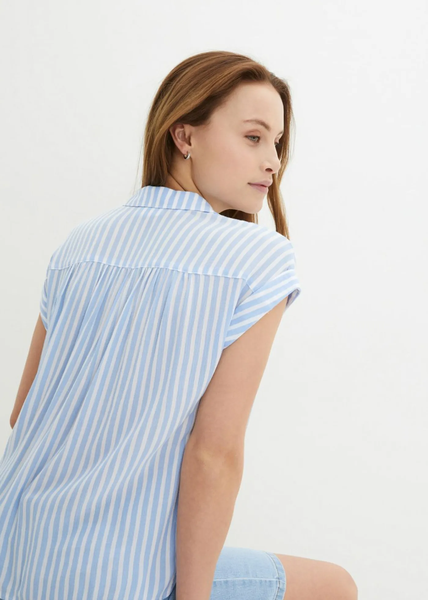 Best Blusa de viscosa fluida con manga corta Mujer Camisas Y Blusas|Novedades