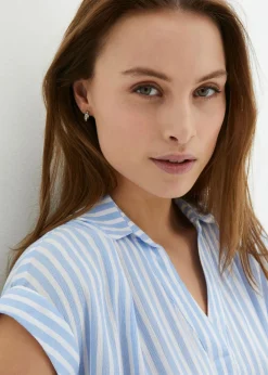 Best Blusa de viscosa fluida con manga corta Mujer Camisas Y Blusas|Novedades
