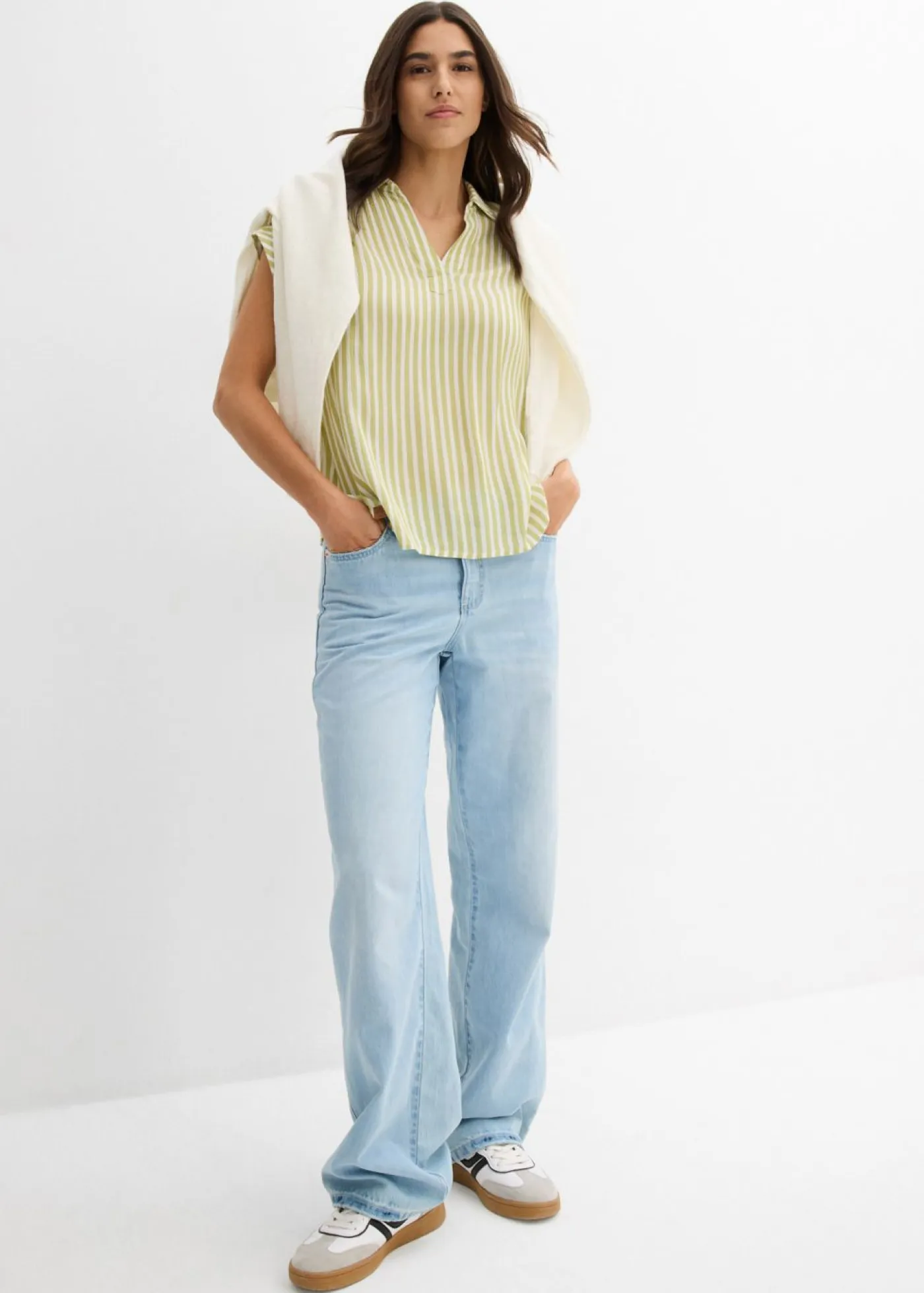 Clearance Blusa de viscosa fluida con manga corta Mujer Camisas Y Blusas|Novedades