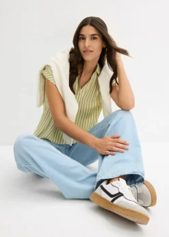 Clearance Blusa de viscosa fluida con manga corta Mujer Camisas Y Blusas|Novedades