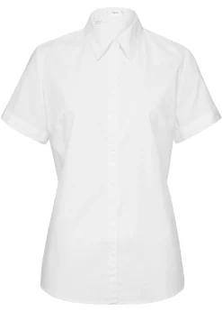 Hot Blusa elástica de manga corta de mezcla de algodón Mujer Camisas Y Blusas|Novedades