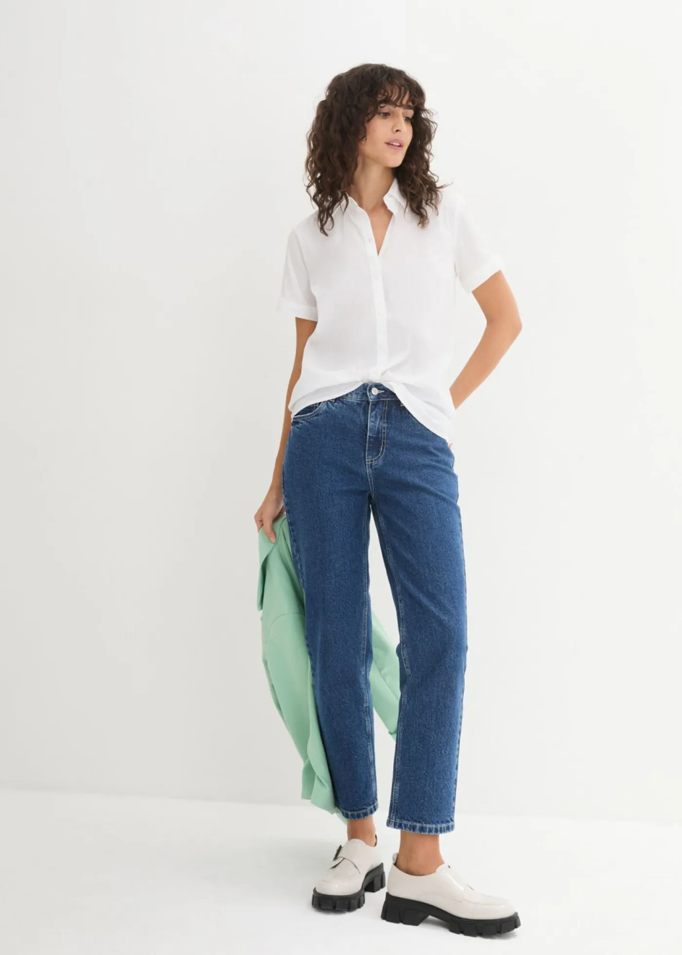 Hot Blusa elástica de manga corta de mezcla de algodón Mujer Camisas Y Blusas|Novedades