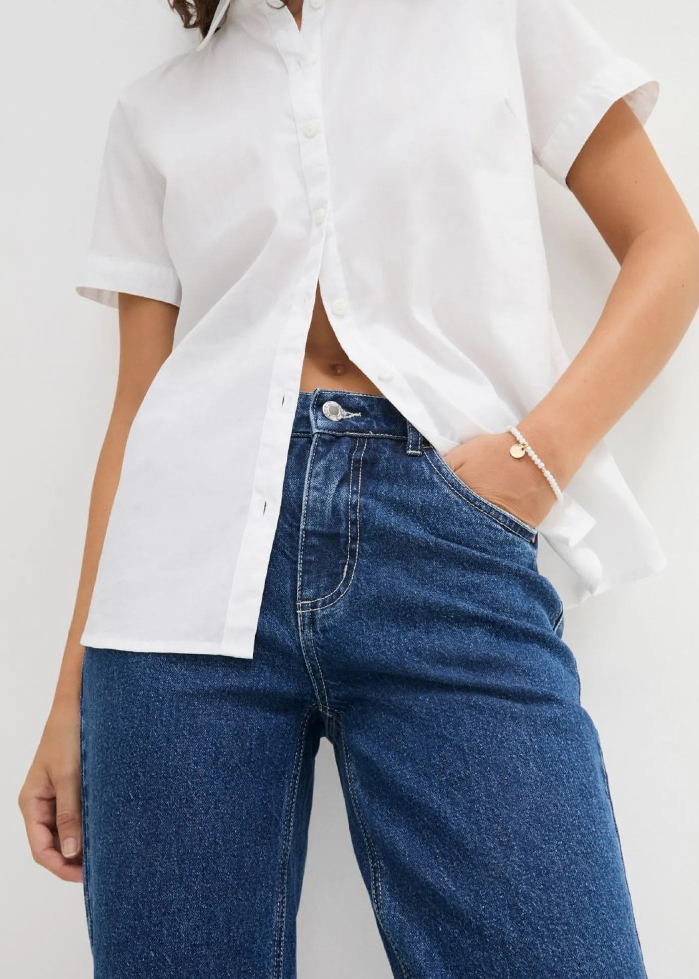 Hot Blusa elástica de manga corta de mezcla de algodón Mujer Camisas Y Blusas|Novedades
