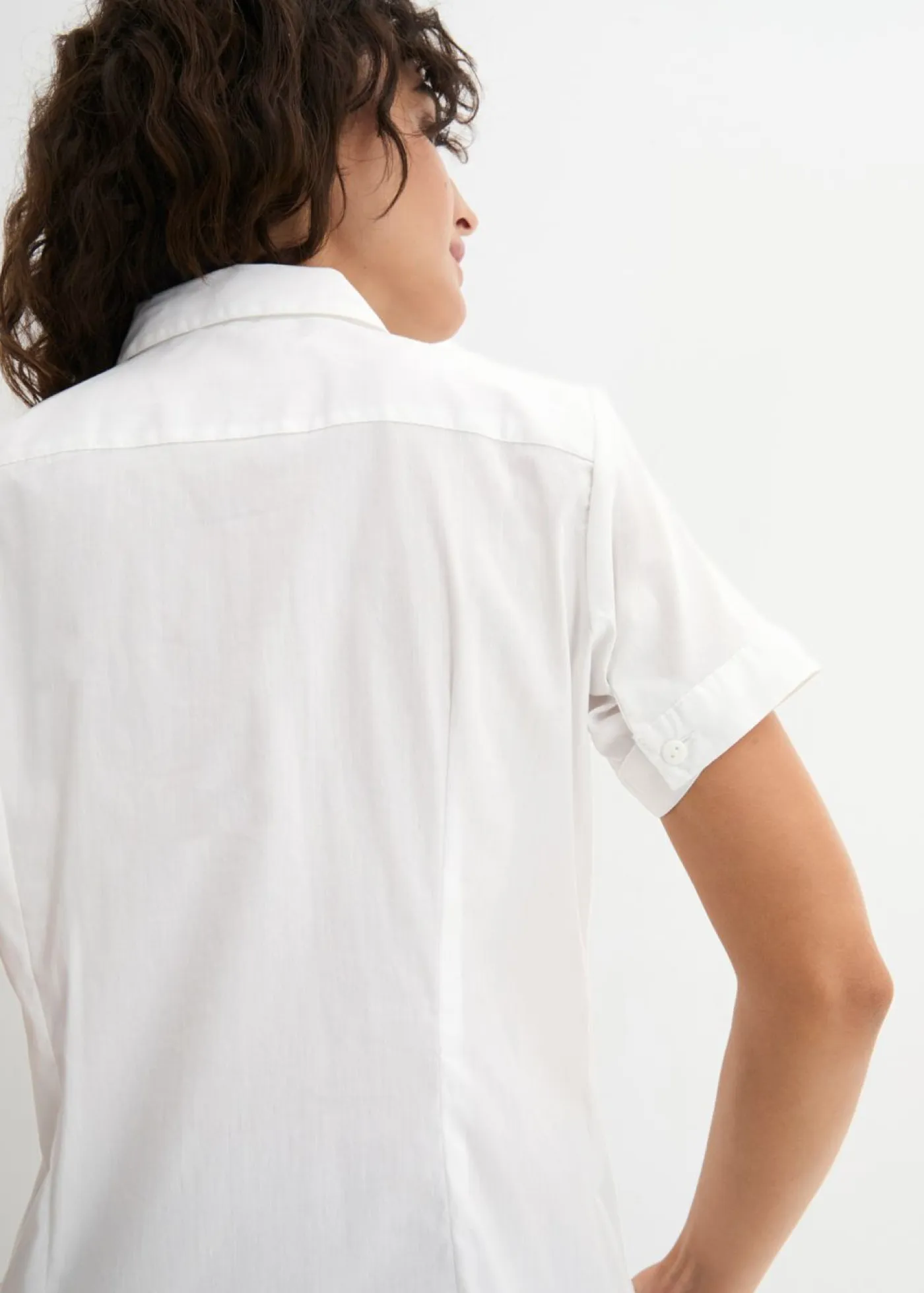 Hot Blusa elástica de manga corta de mezcla de algodón Mujer Camisas Y Blusas|Novedades